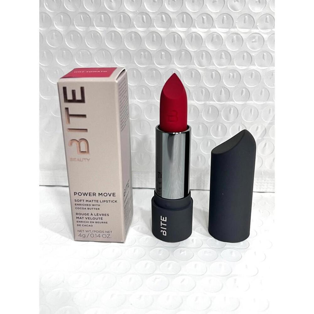 BITE Beauty POWER MOVE Soft Matte Lipstick - HOT  TOMATO - Full Size 0.14 oz New